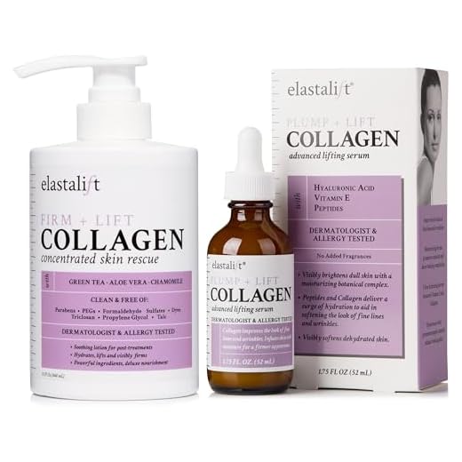 Elastalift Collagen Firming Cream W/ Lifting & Plumping Collagen Facial Serum. Anti-Aging Collagen Cream For Body Plumps Sagging Skin. Anti-Wrinkle Serum Moisturizes Face. 15 Fl Oz & 1.75 Fl Oz Bundle
