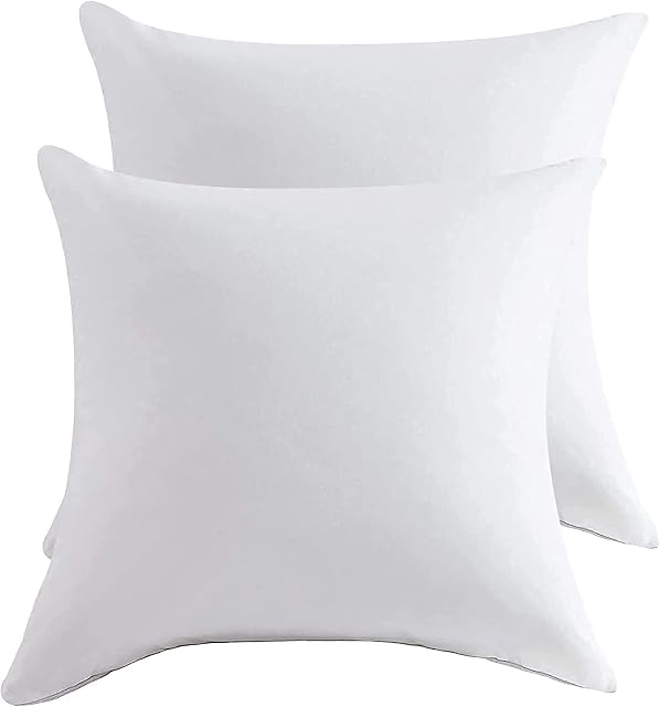 Palloh Cushions Pads for Sofa 2 Pcs, 50 x 50 Cushion Inserts 20'' x 20'', Polypropylene Blend Cover, Hypoallergenic Hollowfibre Cushion Pads 50cm x 50cm, White Square Cushion Fillers