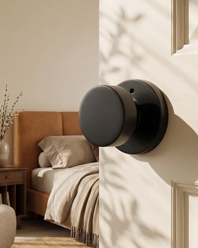 Image of Haidms Black Door Knobs Interior, Heavy Duty Zinc-Alloy Privacy Door Knob, Matte Black Interior Door Knobs for Bedroom & Bathroom, Round Ball Design with Emergency Unlock(2 Pack)