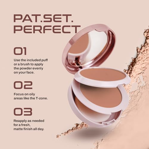 Image of Colors Queen 2-in-1 Oil Control Compact Powder with SPF-15 - 03 Beige, 20g | Long Lasting & Lightweight | Matte Compact Powder for Face Makeup with Free Applicator Puff