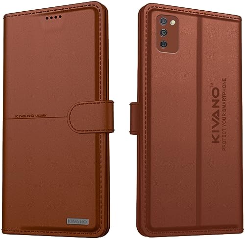 Image of KIVANO Compatible with Samsung Galaxy A03s Flip Cover | Leather Finish | Inside Pockets & Inbuilt Stand | Shockproof Wallet Style Magnetic Closure Back Cover Case