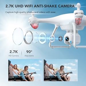 Potensic Upgraded P5 Drone with 2.7K Camera for Adults and Beginners, FPV Quadcopter Helicopter with Gravity Sensor, Trajectory Flight and 3D Flip, Altitude Hold, Headless Mode, 40 Mins Flight Time - immagine 3