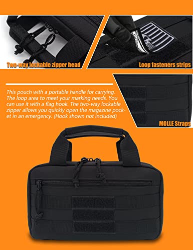 Chelvvg Tactical Pistol Magazine Storage Pouch, Tactical Molle Mag Pouch Bag Fits Most Single/Double Stack 9Mm .40 .45 Mags For Medium And Large Handguns, Black #TOP3