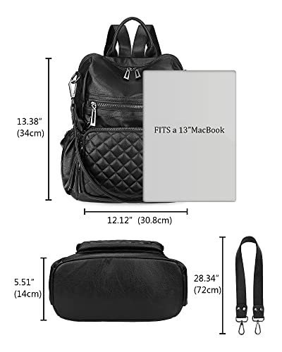 Uromee Travel Backpack Purse For Women Vegan Leather Ladies Fashion Tassel Quilted Shoulder Bag Convertible #TOP6