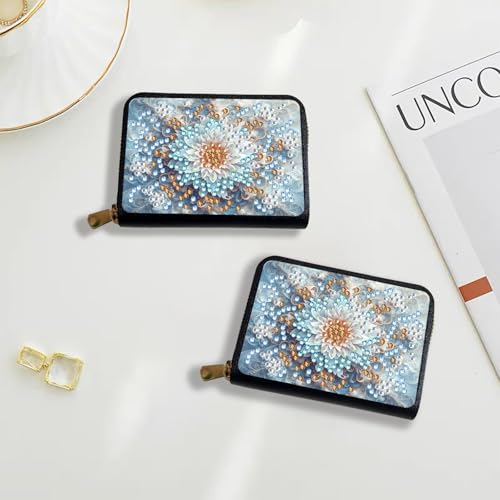 2Pcs Diamond Art Painting Credit Card Holder RFID Blocking Wallet with Zipper Business Accordion Card Wallet for Women Men Travel-024