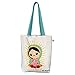 BY MEXICO La Virgen Canvas Totebag, Mexican Design Travel Shoulder Bag w/Snap Closure