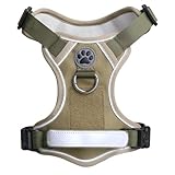 No Pull Dog Harness UK – Adjustable Soft Padded Pet Vest with 2 safety locks Leash Clips Dog Harnesses, Dog harness with handle | Reflective No-Choke Design & Easy Control Handle (Green, M) - Image 1