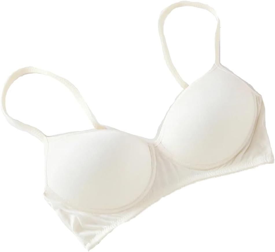 Women's Silk Wire Free Silk 3/4 Cups Bra Solid Thin Comfortable Adjusted-Straps Bras