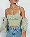 BEJONS Women Y2k Green Corset Like Going Out Ruched Crop Tank Top Cute Square Neck Double Lined Ruffle Brami Camisole Teen Clothes Dressy Summer Basic Dance Concert Outfit Army Green M