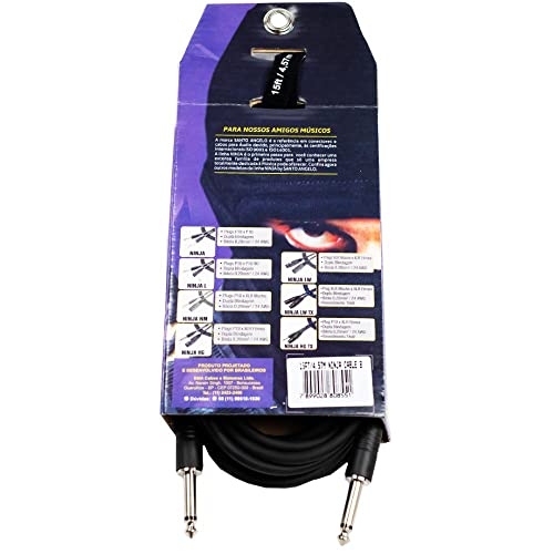 CABO DE GUITARRA NINJA CABLE 0,20 MM CONECTOR P10/P10 15FT 4,57 METROS PRETO - SANTO ANGELO