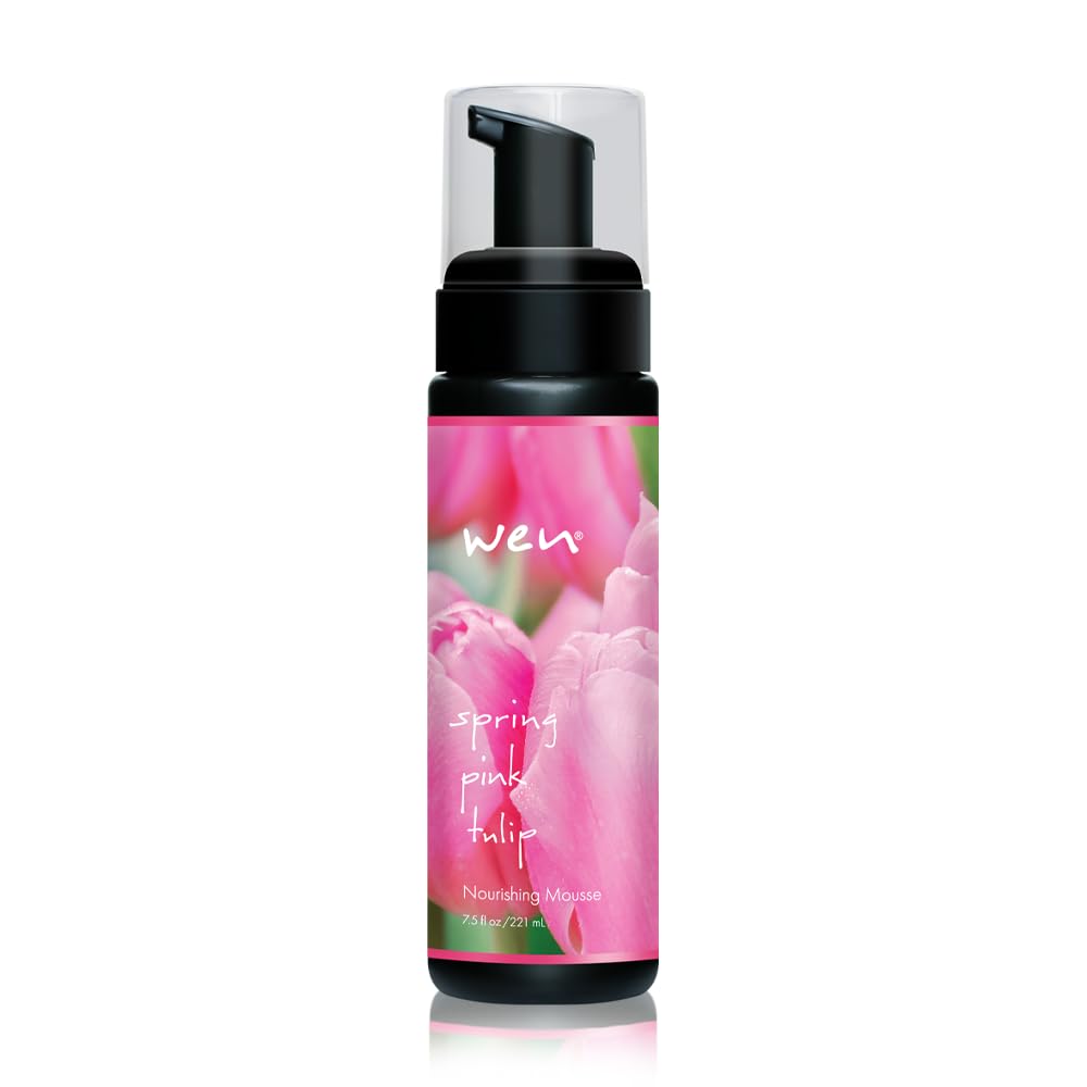 WEN by Chaz Dean Nourishing Mousse - Curly & Wavy Hair Styling Products, Foam for Curls, Volumizing Mousse for Men & Women - Spring Pink Tulip, 7.5 fl oz (Pack of 1)