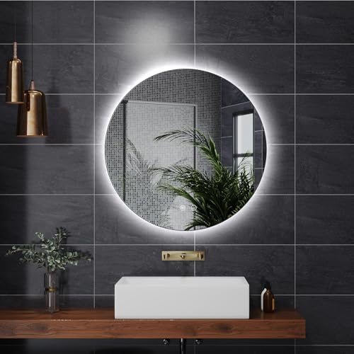 CROWNSHOP Bathroom Mirror with LED Lights 100x60cm Demister Touch Sensor | IP54 Waterproof | 5mm HD Explosion-Proof Glass | Detachable Plug | Memory Lighting Horizontal/Vertical Mount