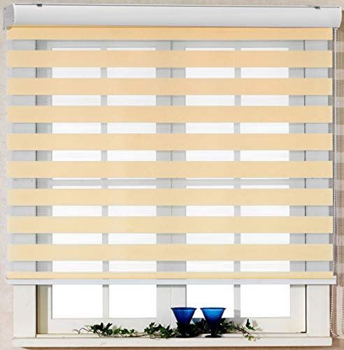 Custom Cut To Size, [Foiresoft Basic, Peach, W 75 X H 64 Inch] Zebra Roller Blinds, Dual Layer Shades, Sheer Or Privacy Light Control, Day And Night Window Drapes, 10 To 110 Inch Wide #TOP20
