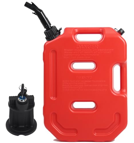 Deelink - Gas Can 10L/2.6 Gallon Utility Jug Fuel Contamoiner Storage Spare Emergency Backup Tank Traction Board with Mount Bracket Filling Hose for SUV ATV UTV Motocycle