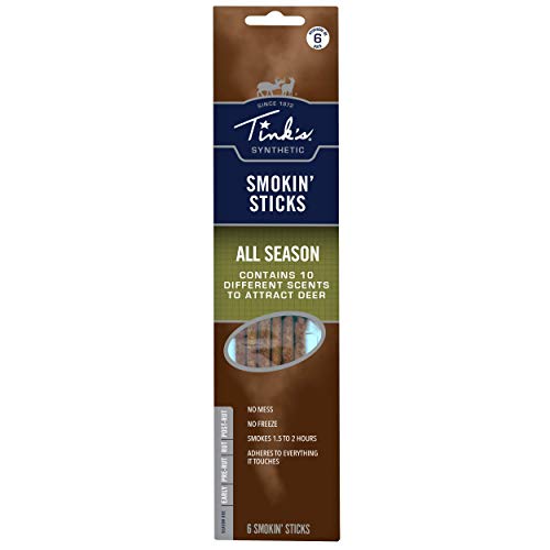 TINK’S All-Season Smokin’ Stick Deer Scent Kit (6 Pack) – Synthetic Smoke Sticks Deer Scents and Attractants