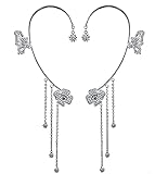 EONLINE Silver Plated Trendy Crystal Diamond Flower Clip On Earrings No Piercing Cuffs Iced Out Zirc