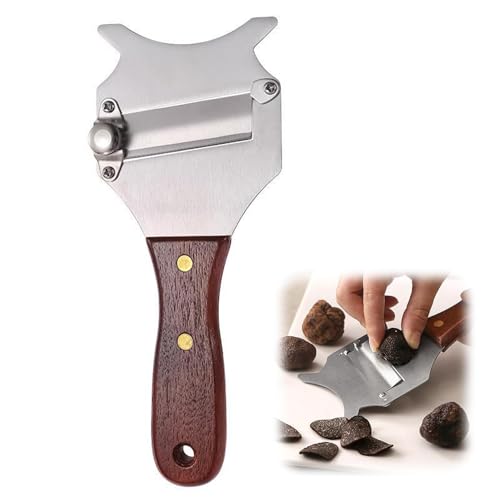 Trüffelhobel Edelstahl Käseschneider Einstellbare,Käsehobel Slicer,Trüffelreibe Austauschbarer mit Holzgriff,Käsehobel Testsieger für Cheese,Trüffel,Knoblauch und Pilze