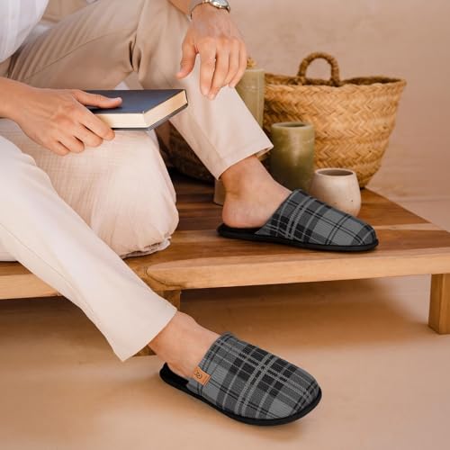 Image of VeraCosy Men's Corduroy Scuff Slippers Soft Comfy Memory Foam Non-slip Indoor House Shoes