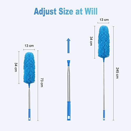 Miniatura 2 de Vicloon Plumero Atrapapolvo Plumero Atrapapolvo Microfibra Con 2 En 1 Ranuras Cepillo Limpieza De Polvo Duster Extensible Ajustable Lavable Con 245cm Barra Telescópica Para Persianas Muebles Coches