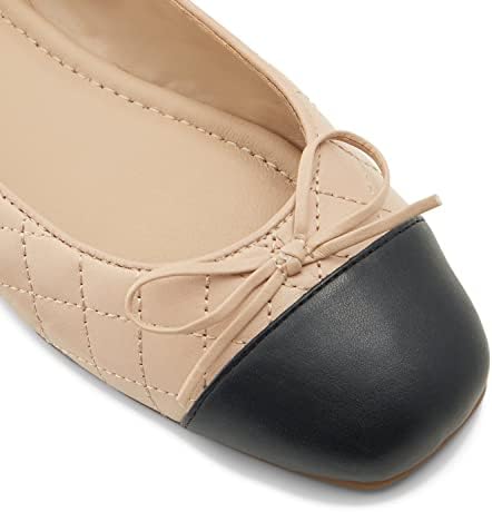 MOOMMO Women Cap Toe Flats Bow Slip On Ballet Flats Comfort Quilted Colorblock Flat Shoes Round Toe Flat Heel Dress Shoes Office Ladies Party Chic Driver Flats Casual Quilted Beige 8.5 M US | Image 2