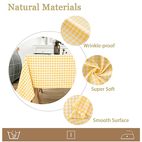 Shinybeauty Checkered Tablecloth -54X54 Square Tablecloth - Yellow Plaid Tablecloth - Waterproof And Wrinkle Resistant Gingham Table Cover For Patio, Picnic, Dining Table Cloths(54X54'', Yellow) #TOP5