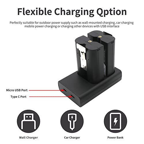 2 pacotes de bateria recarregável de 6400mAh e estação de carregamento USB dupla compatível com Ri'