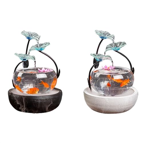 Jingzai202405 Indoor Floor Fountain Home Fish Tank, Living Room Circulation Water Decoration Fountain, Office Courtyard Decoration Water Fountain(Black)
