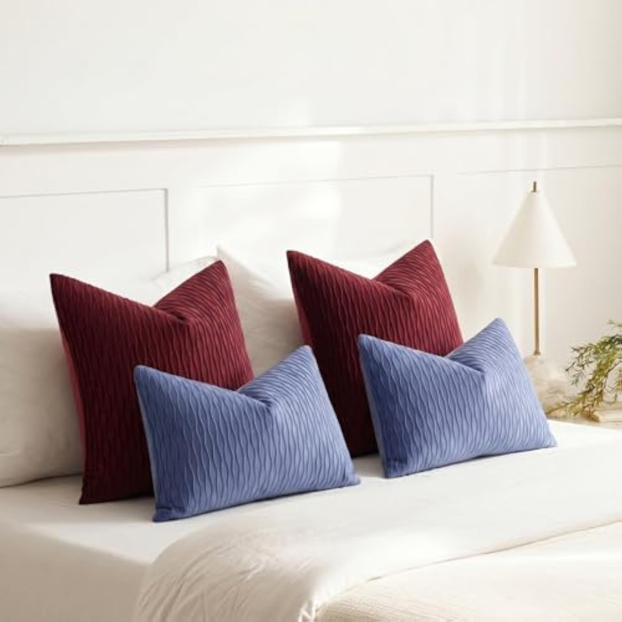 Burgundy Velvet Decorative Throw Pillow Covers, 2 Pack