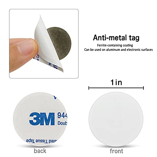 Pegatinas NFC NTAG215 antimetal de 1 pulgada para llaveros inteligentes y software TagMo 2