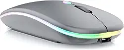 Mouse Sem Fio Recarregável Óptico Wireless Led Rgb Colorido Ergonômico Usb 2.4 Ghz para Notebook Computador Pc Desktop TV Smart TAMO (PRETO)