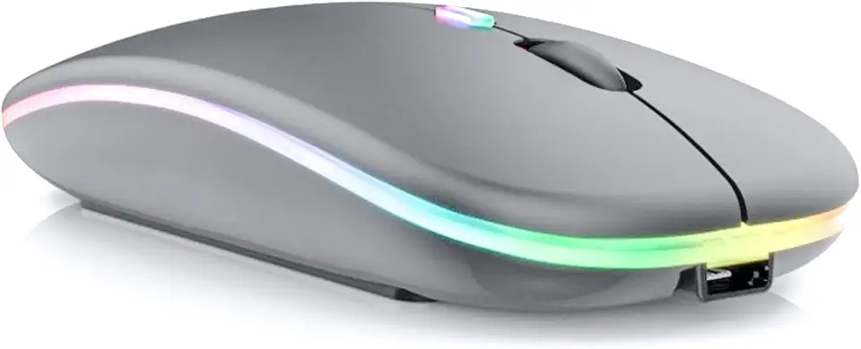 Mouse Sem Fio Recarregável Óptico Wireless Led Rgb Colorido Ergonômico Usb 2.4 Ghz para Notebook Computador Pc Desktop TV Smart TAMO (PRETO)