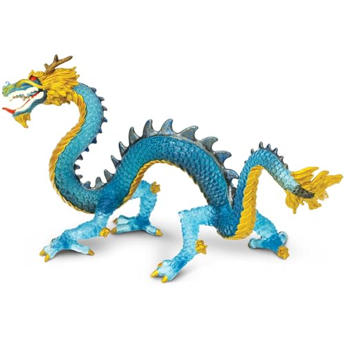 Dragón Azul Cristal 19.3cm | Figura de Dragón Pintada a Mano | Juguetes para Niños |Sin tóxicos y libre de BPA | Apto para Niños de 3+ | Safari Ltd