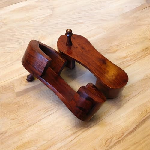 Image of Pooja Slippers | Shree Dhirendra Krishna Shastri (Bageshwar Dham Khadau Slippers) | Traditional Indian Wooden Sandals | Unisex Teak Wood Chappal for Men & Women (27x10x8 cm, Walnut Brown)