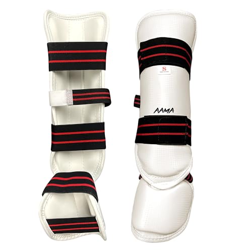 AAMA Martial Arts Taekwondo Vinyl Shin Instep Guard Protector - Medium