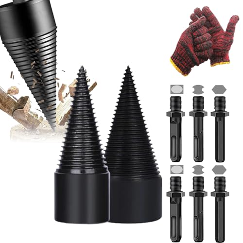 Shirem EasySplit Drill Bit, Wood Splitter Drill Bits, Removable Wood Splitter Drill Bits with 3 Handle, Firewood Drill Bit Wood Splitter, Drill Bit 32mm/42mm (32mm+42mm)