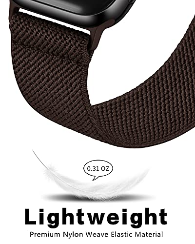 Image of AMANECER Stretchy Nylon Bands Compatible with Apple Watch Ultra 3 /2 /1 SE Series 11 /10 /9 /8 /7 /6 /5 /4, Adjustable Braided Elastic Sport Loop Rugged Strap for iWatch Women Men (Coffee Brown, 44 /45 /46 /49MM)