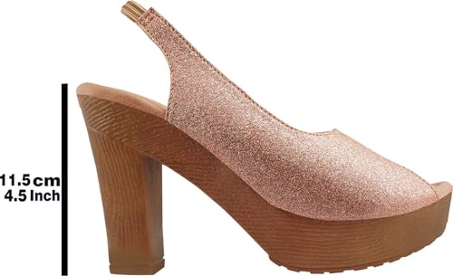 Image of Action Women's Platform Sandals| Block Heel| Glitter Embellished| Grey, Beige
