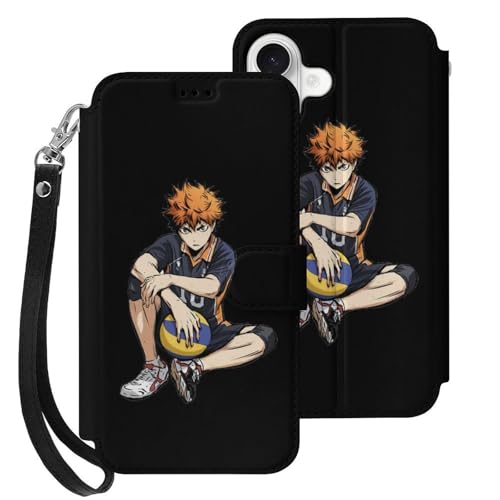 Compatible with IPhone17 ケース ハイキュー 6.3インチ スマホケース 手帳型 カード収納 おしゃれ かわいい バンパー 軽量 指紋防止 人気 キャラクター カバー グッズ 横向きスタンド機能 耐衝撃 内蔵マグネット 携帯カバー