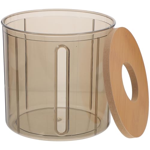 ARTSEWPLY Dispensador de Pañuelos Redondo de Plástico con Tapa de Madera de Bambú, Soporte para Rollo de Papel Estándar, Caja Organizadora para Cocina y Baño, Portarrollos Moderno