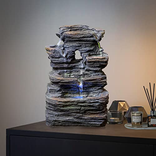 Ferrisland 5-Tier Cascading Tabletop Fountain With Led Lights - Indoor Water Fountain Decor Tabletop Small Relaxation Waterfall Feature #TOP5
