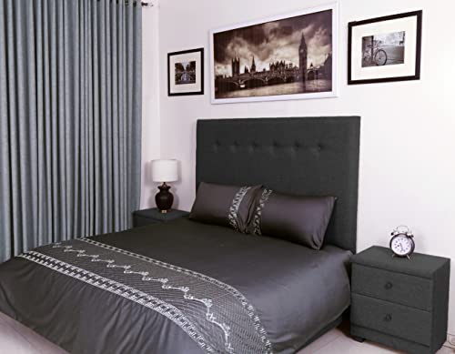 400 Thread Count Long Staple Egyptian Cotton organic Duvet Cover Set, Double Duvet Set, Quilt Cover, Bedding Set, Livia Viscose Embroidered Charcoal Grey Duvet Sets - 200 x 200cm