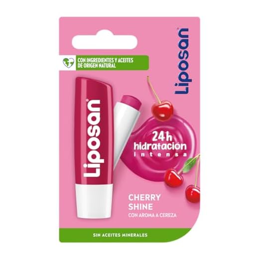 Liposan Cherry Shine, cacao de labios con olor a cereza, bálsamo labial con color, bálsamo hidratante para unos labios bonitos, suaves y jugosos - 1 x 4.8 g