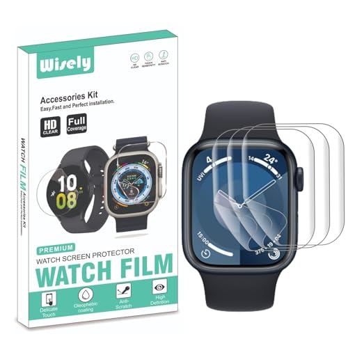 Image of Wisely |3pcs| Screen Guard Protector For Apple Watch 41mm Series 9 / Series 8 & 7 iwatch |41 mm| Bubble Free, Easy installation kit, HD Clear, Full Cover