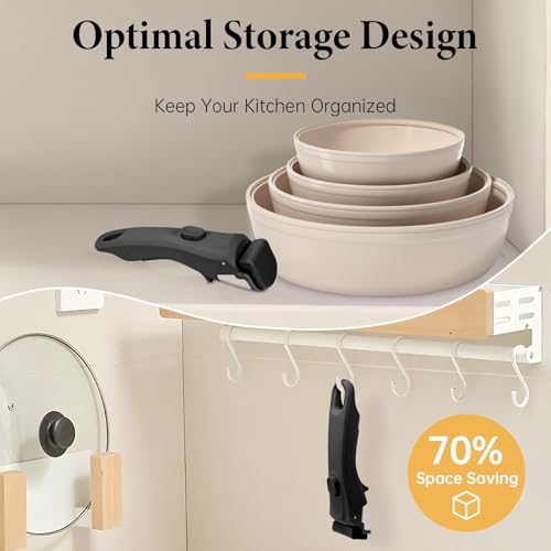 Holylofty Removable Pot Handle, Universal Pan Handle, Replacement for Pots and Pans, Fits All Cookware, Includes Spoon Rest, Durable & Heat-Resistant, Black