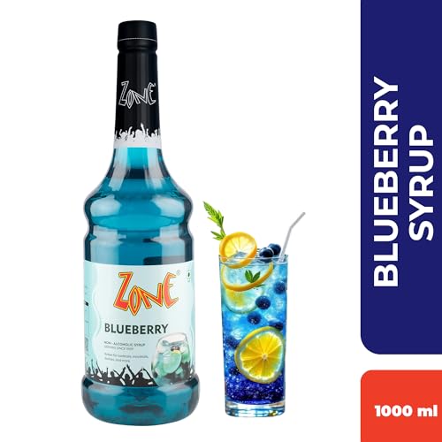 Image of Zone Flavoured Syrups 1000ml - Premium Cafe-Style Syrups for Mocktails, Cocktails, Milkshakes, Coffees, Iced Teas, Sodas & Desserts | Perfect for Home Use, Small Cafes, Bars & Gifting (Blueberry)