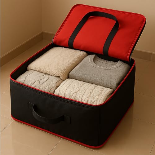 Image of Lazer 1 Pack Large Underbed Storage Bag - Moisture Proof, Foldable Clothes & Bedding Organizer with Zipper - Wardrobe & Closet Storage (54x46x28 cm)