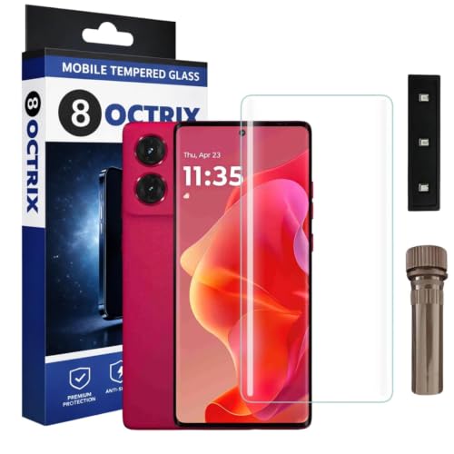 Image of Advanced Curved UV Tempered Glass Screen Protector for Moto G85 | Transparent | Pack of 1 | Full Screen Coverage with UV Installation Kit