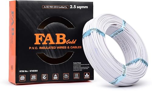 Image of 2.5 sqmm Single Core Copper Electrical Wire, 90 Meter (White) | Heat Resistant & Flame Retardant (FR) | Lead-Free LSH House Wire for Home & Industrial Use