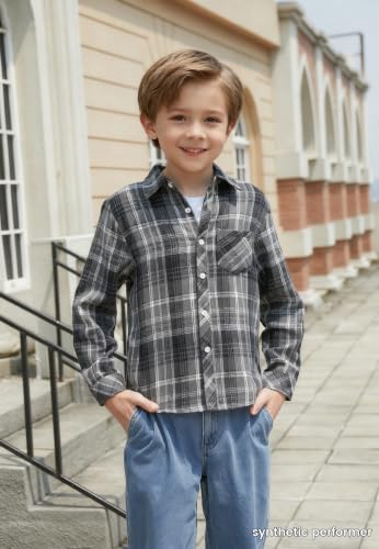 Image of Betusline Boy and Men Button Down Plaid Shirt | Soft,Breathable and Comfortable Fabric