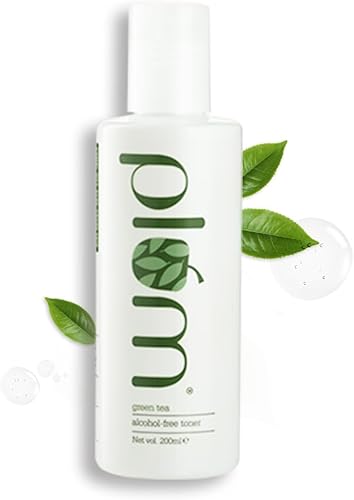 Plum Tónico facial para piel propensa al acné con té verde, ácido glicólico y glicerina, calmante, equilibrio de la piel, control de sebo, elimina